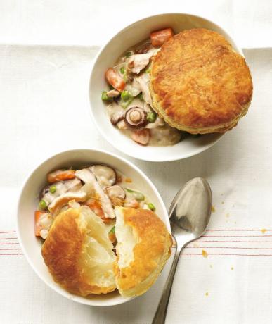 Romige potpie met kip en champignons uit de slowcooker