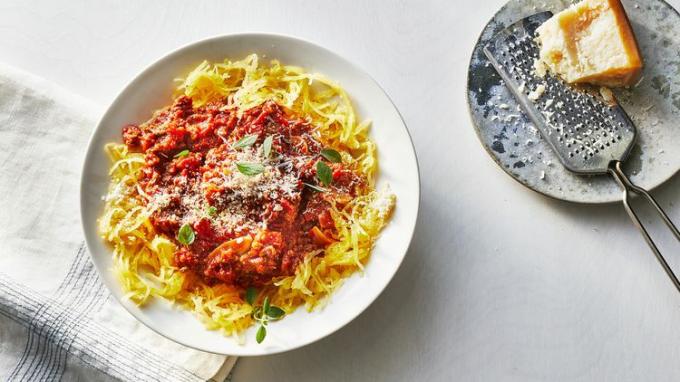 Recept voor slowcookerragÃ¹ met spaghettipompoen